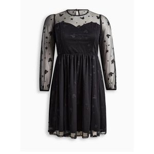 Disney torrid sparkly black long sleeve sheer mickey dress